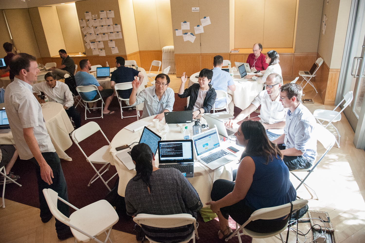 Collaborative coding at the 2017 Dataverse Community Meeting Hackathon. Photo by Dwayne Liburd